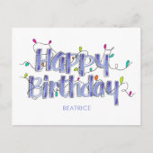 Handgeschreven Dusty Blue Happy Birthday Briefkaar Briefkaart (Voorkant)