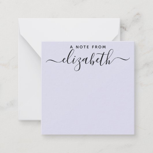 Handgeschreven een nota van de Paarse Naam van het Notitiekaartje (Voorkant)