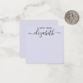 Handgeschreven een nota van de Paarse Naam van het Notitiekaartje (Voorkant / Achterkant in situ)