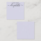 Handgeschreven een nota van de Paarse Naam van het Notitiekaartje (Voorkant / Achterkant)