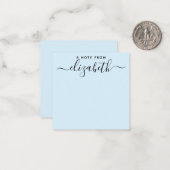 Handgeschreven een nota van het Licht Blauw van de Notitiekaartje (Voorkant / Achterkant in situ)