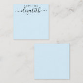 Handgeschreven een nota van het Licht Blauw van de Notitiekaartje (Voorkant / Achterkant)