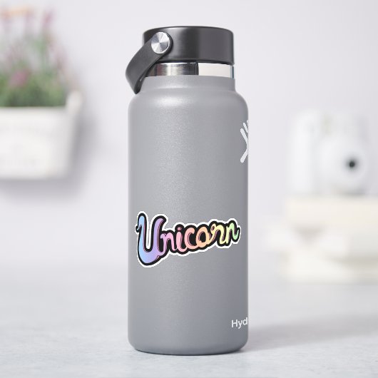Handgeschreven eenhoorn kalligrafie sticker (HydroFlask)