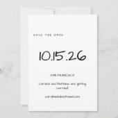 Handgeschreven eenvoudige, minimale zwarte bruilof save the date (Voorkant)