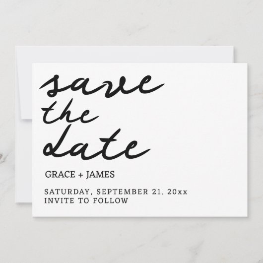 Handgeschreven eenvoudige minimalistische typograf save the date (Voorkant)