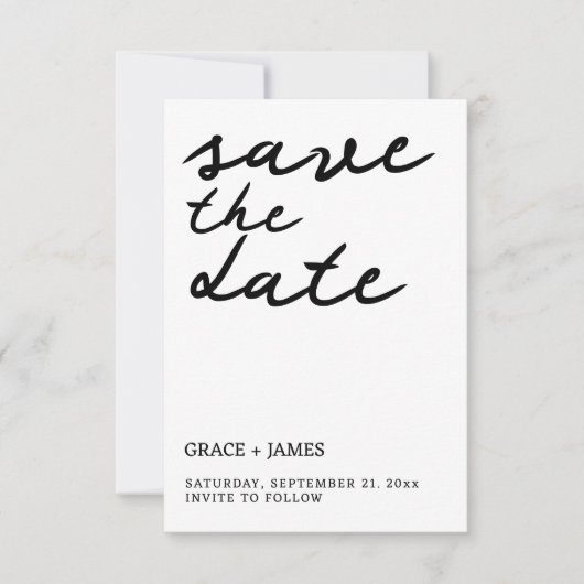 Handgeschreven eenvoudige minimalistische typograf save the date (Voorkant)