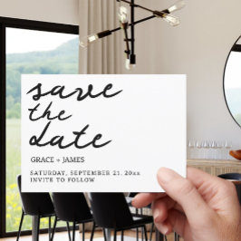 Handgeschreven eenvoudige minimalistische typograf save the date