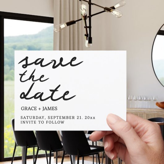 Handgeschreven eenvoudige minimalistische typograf save the date