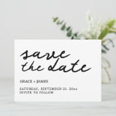 Handgeschreven eenvoudige minimalistische typograf save the date (Staand voorkant)