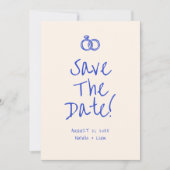 handgeschreven, eigentijdse funky bruiloft save the date (Voorkant)