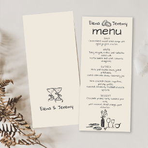 Handgeschreven eigenzinnige tekening bruiloft menu