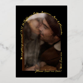 Handgeschreven Elegant Boog Foto Zwart en Echt Gou Folie Uitnodiging
