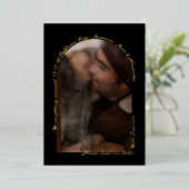 Handgeschreven Elegant Boog Foto Zwart en Echt Gou Folie Uitnodiging (Staand Voorkant)