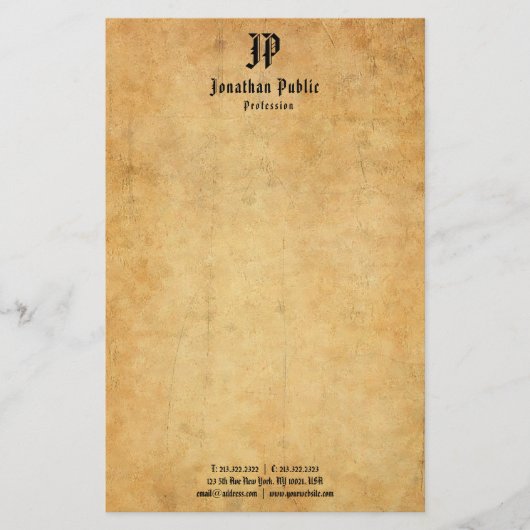 Handgeschreven Elegant Monogram Sjabloon Briefpapier (Voorkant)