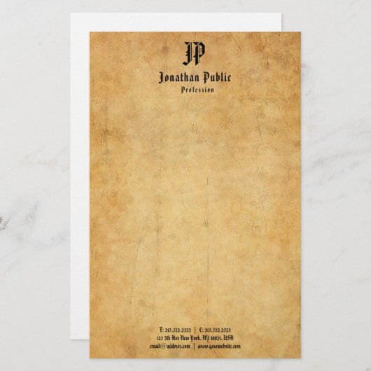 Handgeschreven Elegant Monogram Sjabloon  Briefpapier (Voorkant / Achterkant)