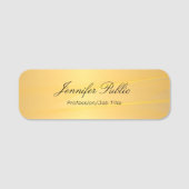 Handgeschreven Elegant Script Glamor Gold Sjabloon Naamplaatje (Voorkant)