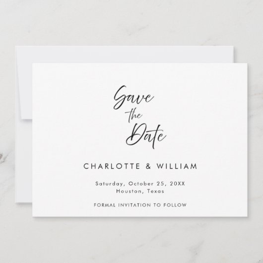 Handgeschreven Elegant Script Minimal | Bruiloft Save The Date (Voorkant)