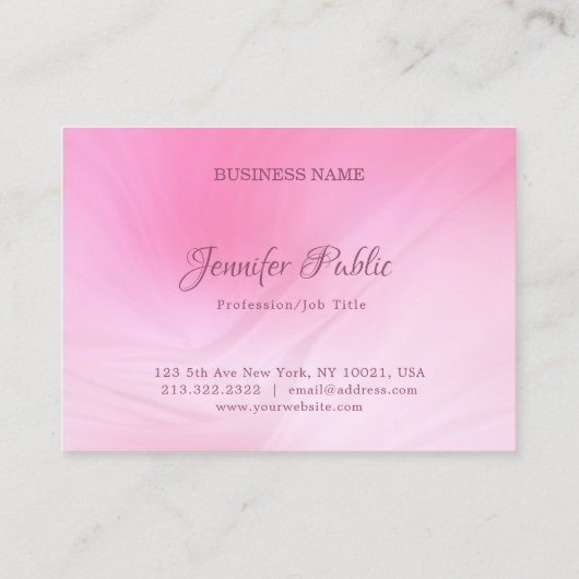 Handgeschreven Elegante Roze Sjabloon Professionee Visitekaartje (Achterkant)