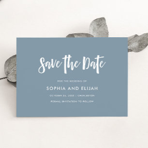 Handgeschreven en modern   Dusty Blue Save The Date