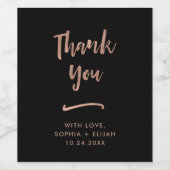 Handgeschreven en modern | Faux Roos Gold Bedankt Wijn Etiket (Enkel label)