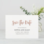 Handgeschreven en modern | Faux Roos Gold met foto Save The Date (Staand voorkant)