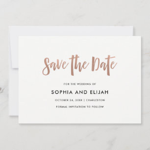 Handgeschreven en modern   Faux Roos Gold met foto Save The Date