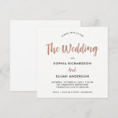 Handgeschreven en modern | Faux Roos Gold Wedding Kaart (Voorkant / Achterkant)