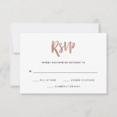 Handgeschreven en modern | Faux Roos Gold Wedding RSVP Kaartje (Voorkant)