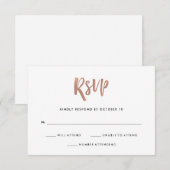 Handgeschreven en modern | Faux Roos Gold Wedding RSVP Kaartje (Voorkant / Achterkant)