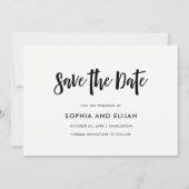 Handgeschreven en modern | Zwart-wit Save The Date (Voorkant)