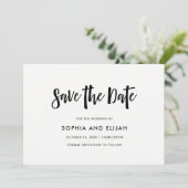 Handgeschreven en modern | Zwart-wit Save The Date (Staand voorkant)