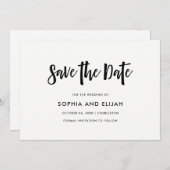 Handgeschreven en modern | Zwart-wit Save The Date (Voorkant / Achterkant)
