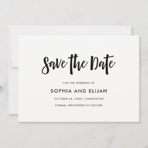 Handgeschreven en modern   Zwart-wit Save The Date