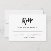 Handgeschreven en modern | Zwarte en witte bruilof RSVP Kaartje (Voorkant)