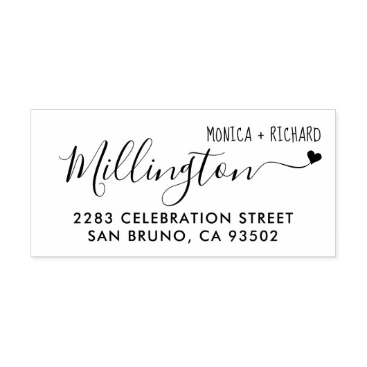 Handgeschreven familienaam Bruiloft Retouradres Rubberstempel (Afrduk)
