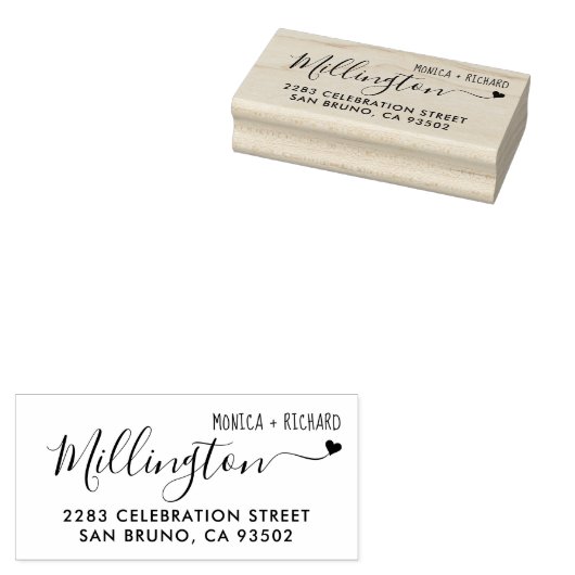 Handgeschreven familienaam Bruiloft Retouradres Rubberstempel (Gestempeld)