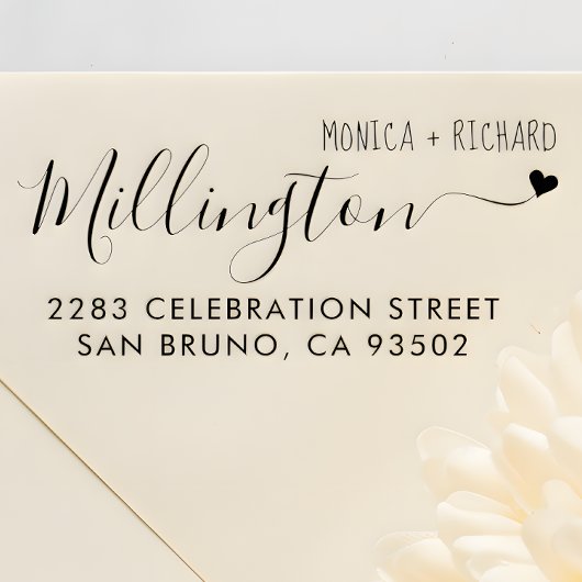 Handgeschreven familienaam Bruiloft Retouradres Rubberstempel