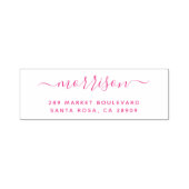 Handgeschreven familienaam en retouradres Fuchsia Zelfinktende Stempel (Design)