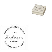 Handgeschreven familienaam Rond retouradres Rubberstempel (Gestempeld)