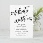 Handgeschreven Feest met ons Trouwreceptie Kaart (Staand voorkant)