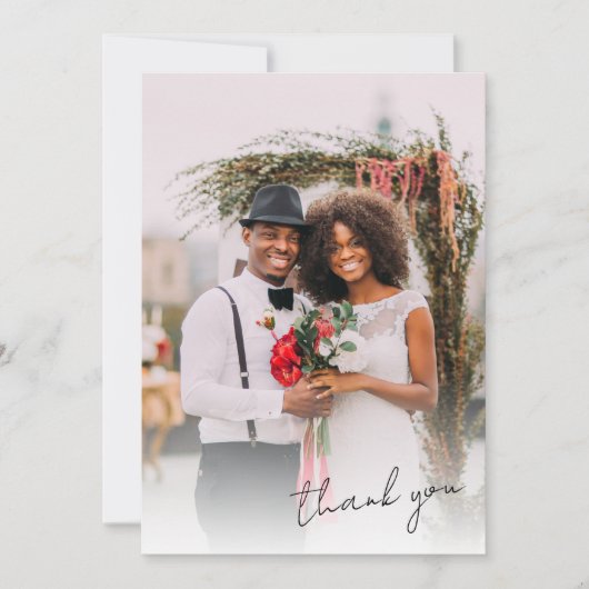 Handgeschreven foto bruiloft bedankkaart (Voorkant)