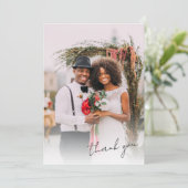 Handgeschreven foto bruiloft bedankkaart (Staand voorkant)