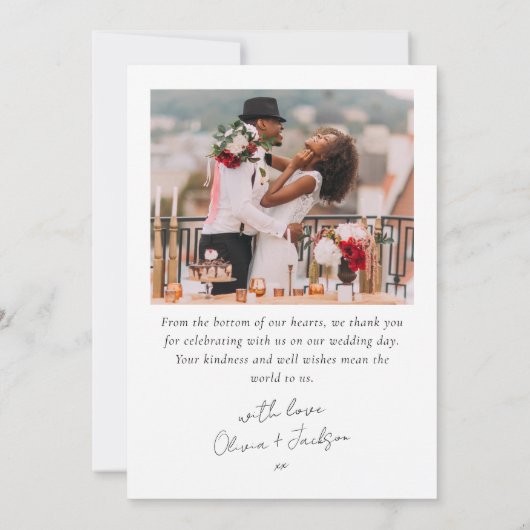 Handgeschreven foto bruiloft bedankkaart (Achterkant)