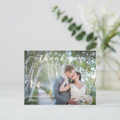 Handgeschreven foto bruiloft bedankkaart briefkaart (Staand voorkant)