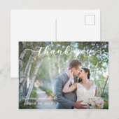 Handgeschreven foto bruiloft bedankkaart briefkaart (Voorkant / Achterkant)