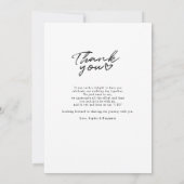 Handgeschreven foto bruiloft dank u kaart (Achterkant)