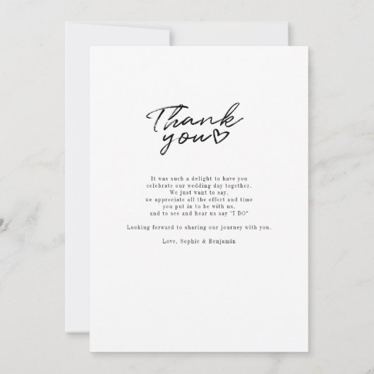 Handgeschreven foto bruiloft dank u kaart (Achterkant)