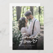 Handgeschreven foto bruiloft dank u kaart (Voorkant / Achterkant)