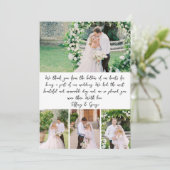 Handgeschreven foto collage bruiloft bedankkaart (Staand voorkant)