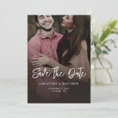 Handgeschreven foto Elegant bruiloft Save The Date (Staand voorkant)